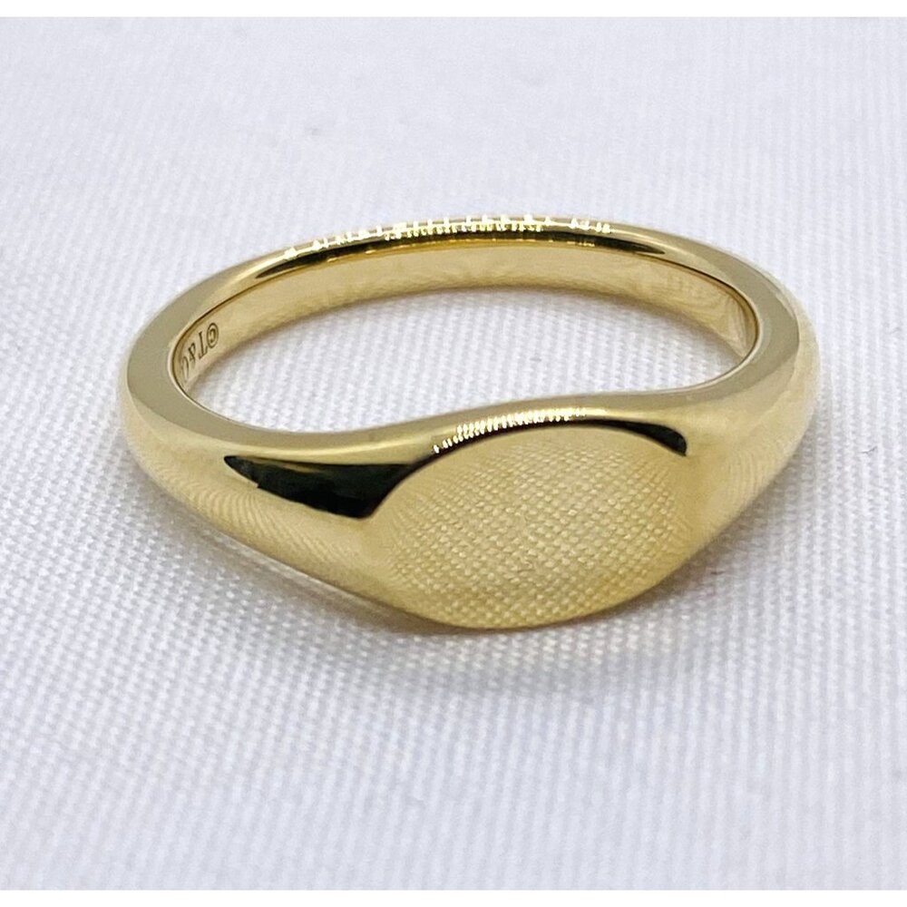 SOLD!! Tiffany & Co 18K Gold Micro Signet Ring Size 5